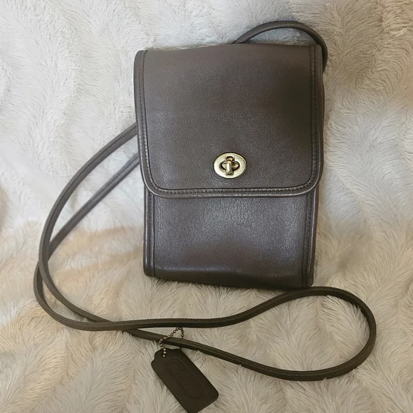 VINTAGE COACH TAUPE BROWN CROSSBODY SCOOTER CROSSBODY BAG #9893